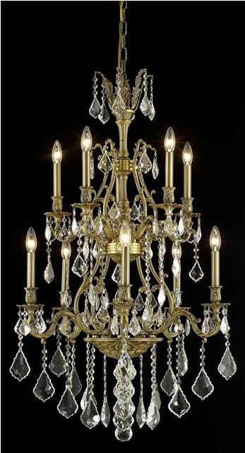 C121-9610D26FG/RC By Elegant Lighting Monarch Collection 10 Light Chandeliers French Gold Finish