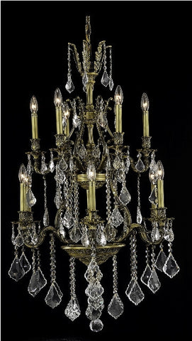 C121-9612D27AB/RC By Elegant Lighting Monarch Collection 12 Light Chandeliers Antique Bronze Finish