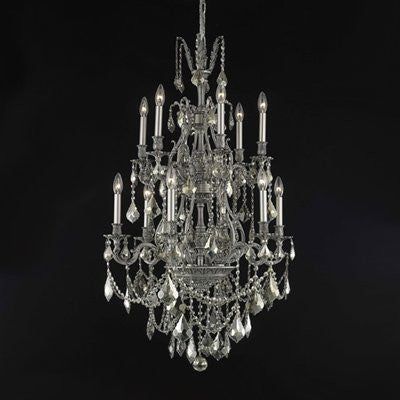 C121-9612D27DB/RC By Elegant Lighting Monarch Collection 12 Lights Chandelier Dark Bronze Finish