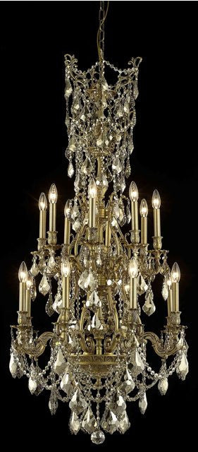 C121-9616D27FG-GT/RC By Elegant Lighting Monarch Collection 16 Light Chandeliers French Gold Finish