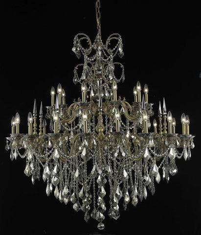 C121-9730G53FG-GT/RC By Elegant Lighting Athena Collection 30 Light Chandeliers French Gold Finish