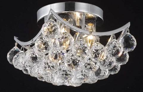 ZC121-V9800F10C/RC By Elegant Lighting Corona Collection 4 Light Flushmount Chrome Finish