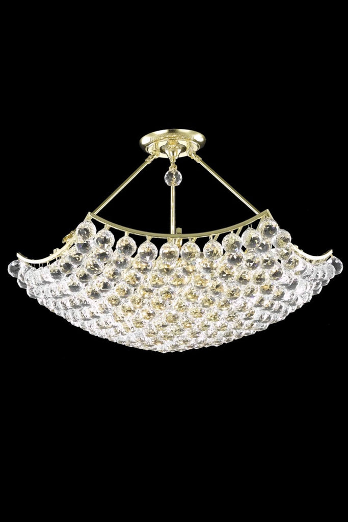 ZC121-V9802D30G/RC By Elegant Lighting Corona Collection 12 Light Flushmount Gold Finish