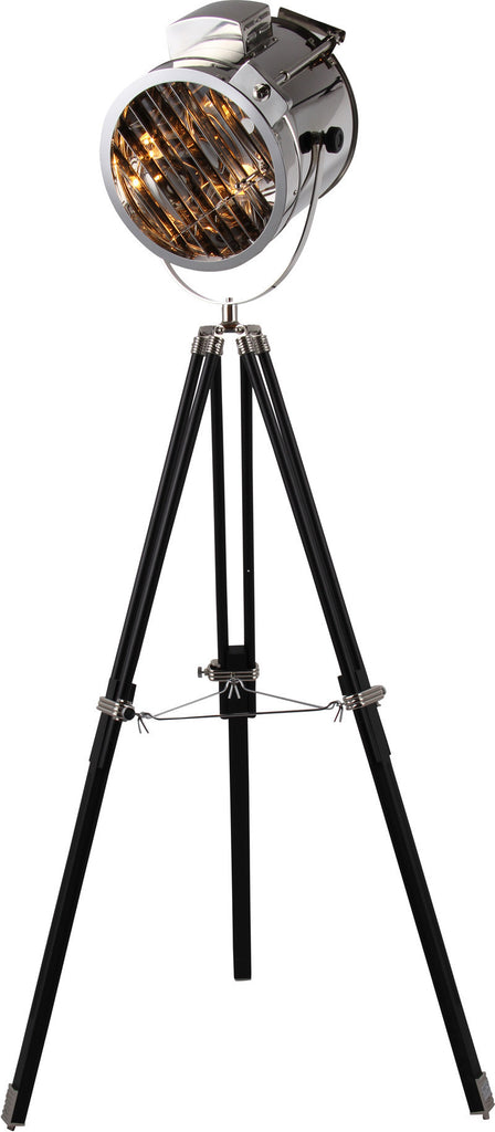 C121-FL1204 By Elegant Lighting - Ansel Tripod Collection Chrome & Black Finish 1 Light Floor Lamp