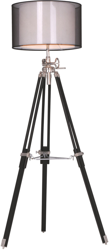 C121-FL1210 By Elegant Lighting - Ansel Tripod Collection Chrome & Black Finish 1 Light Floor Lamp