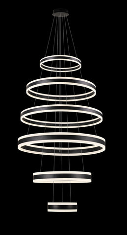 Elipse 6 Ring LED Chandelier Chandeliers Modern/Contemporary Lighting 32" Wide w/Adjustable Cables- Good for Dining Room, Foyer, Entryway, Family Room, Living Room and More - G7-4735/360