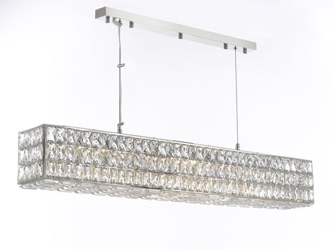 Crystal Nimbus Linear Chandelier Modern / Contemporary 48.5" Wide - Good For Dining Room Foyer Entryway Family Room Etc W48.5" H6.5" - Gb104-3063/10