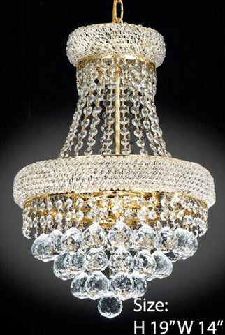 French Empire Crystal Chandelier Chandeliers Lighting H19 X Wd14 3 Lights Empire - J10-541/3 GOLD