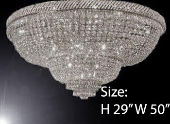 French Empire Crystal Flush Basket Chandelier Lighting H 29" W 50" - G93-Flush/Silver/448/48
