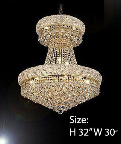 FRENCH EMPIRE CRYSTAL CHANDELIER CHANDELIERS H32" x W30" - Good for Dining Room Foyer Entryway Family Room Bedroom Living Room and More! - F93-B92/CG/541/24