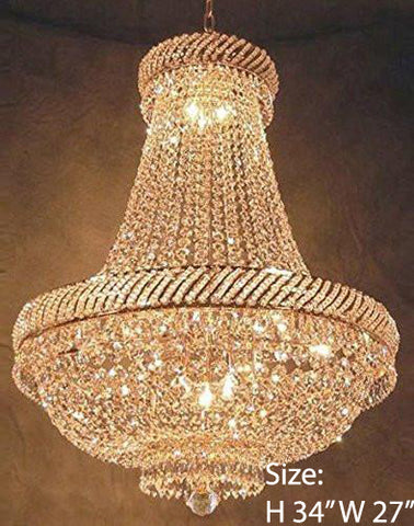 French Empire Crystal Chandelier Lighting H34" X W27" - F93-448/12