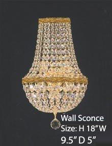 Swarovski Crystal Trimmed Wall Sconce Empire Crystal Wall Sconce W/Swarovski Crystal Lighting W 9.5" H 18" D 5" - A81-Cg/4/5Sw/Wallsconce