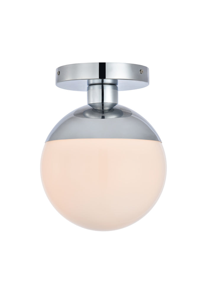 ZC121-LD6052C - Living District: Eclipse 1 Light Chrome Flush Mount With Frosted White Glass