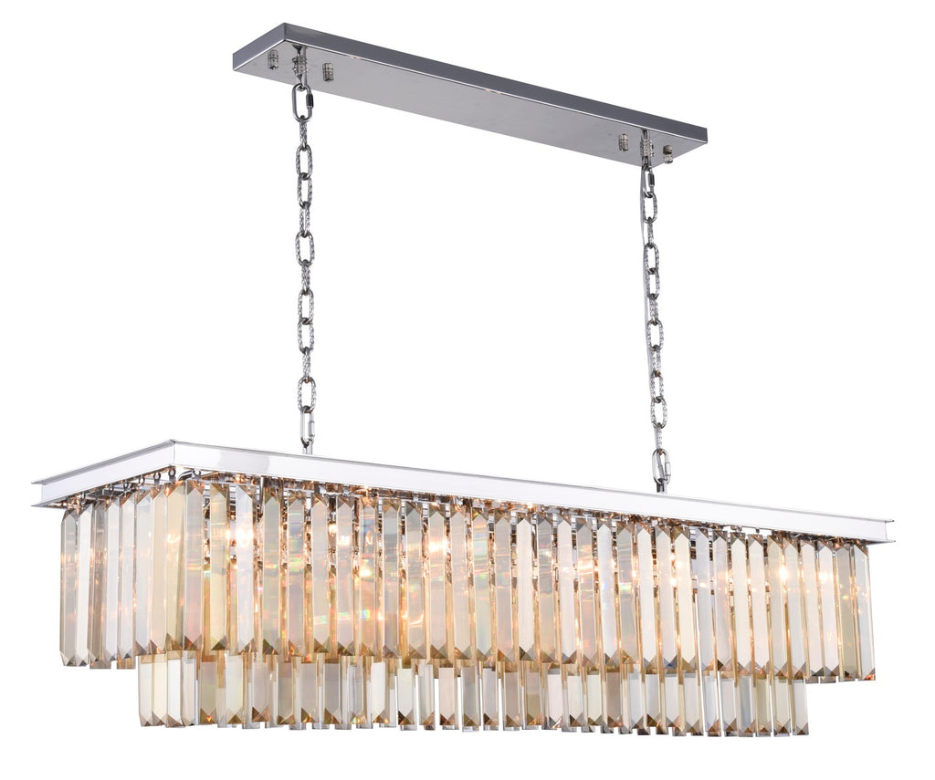 ZC121-1232D50PN-GT/RC - Urban Classic: Sydney 12 light Polished nickel Chandelier Golden Teak (Smoky) Royal Cut Crystal