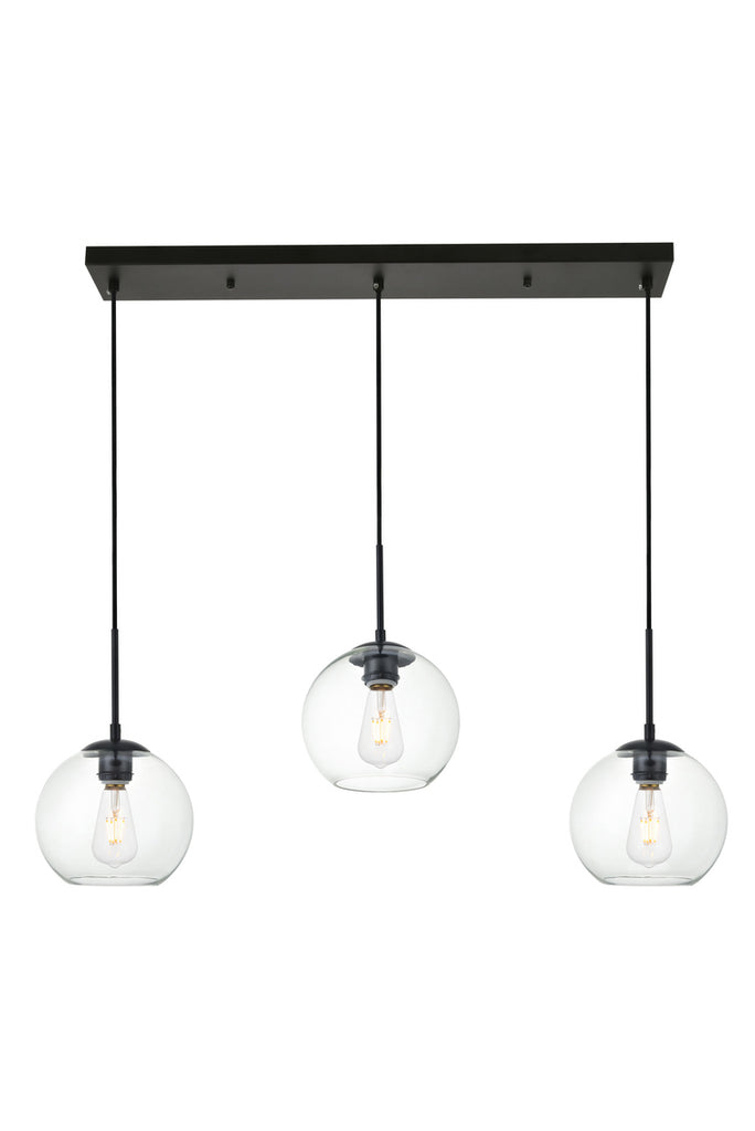 ZC121-LD2236BK - Living District: Baxter 3 Lights Black Pendant With Clear Glass