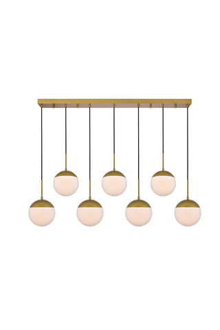 ZC121-LD6090BR - Living District: Eclipse 7 Lights Brass Pendant With Frosted White Glass