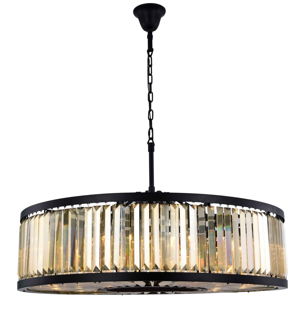 ZC121-1233G43MB-GT/RC - Urban Classic: Chelsea 10 light Matte Black Chandelier Golden Teak (Smoky) Royal Cut Crystal