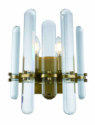 ZC121-1530W12BB/RC - Urban Classic: Lincoln 2 light Burnished Brass Wall Sconce Clear Royal Cut Crystal