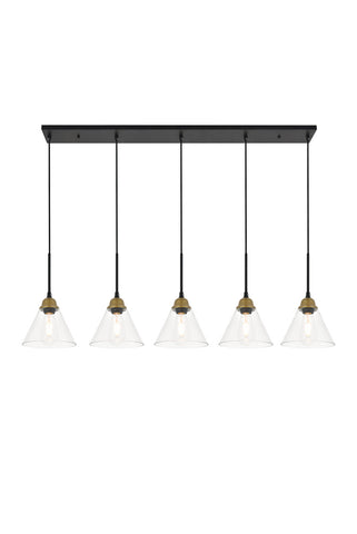 ZC121-LD4017D48BRB - Living District: Histoire 5 light brass and black Pendant