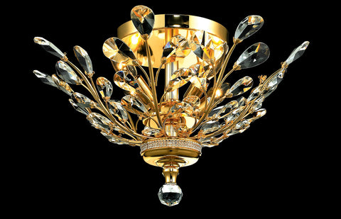 C121-2011F20G/EC - Regency Lighting: Orchid 4 light Gold Flush Mount Clear Elegant Cut Crystal