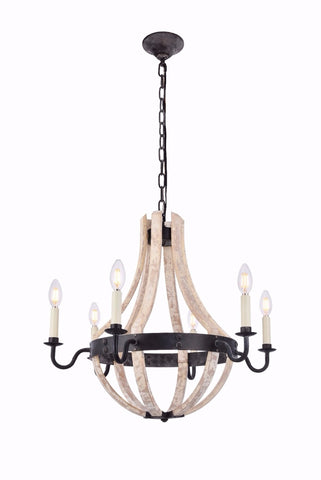 ZC121-1502D24IW - Urban Classic: Woodland 6 light Ivory wash & Steel grey Pendant