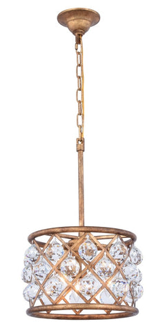 ZC121-1214D12GI/RC - Urban Classic: Madison 3 light Golden Iron Pendant Clear Royal Cut Crystal