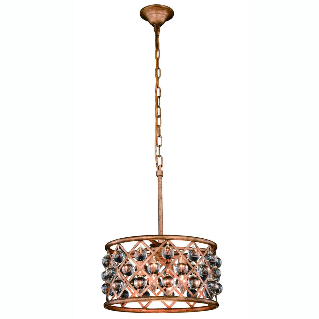 ZC121-1213D16GI/RC - Urban Classic: Madison 4 light Golden Iron Pendant Clear Royal Cut Crystal