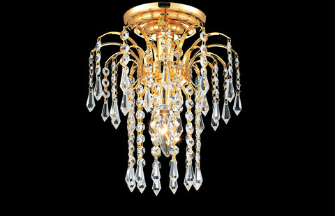 C121-6801F9G/EC - Regency Lighting: Falls 1 light Gold Flush Mount Clear Elegant Cut Crystal