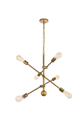 ZC121-LD8008D29BR - Living District: Axel 6 Lights Brass Pendant