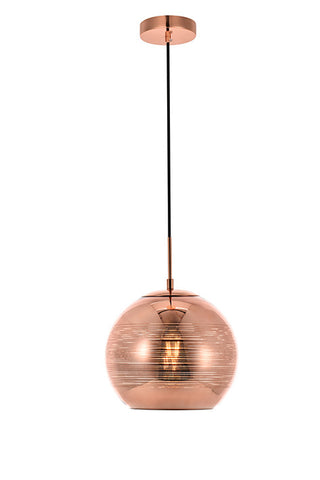 ZC121-LDPD2013 - Living District: Reflection Collection Pendant D9.5in H9.5in Lt:1 Copper finish and horizontal lines